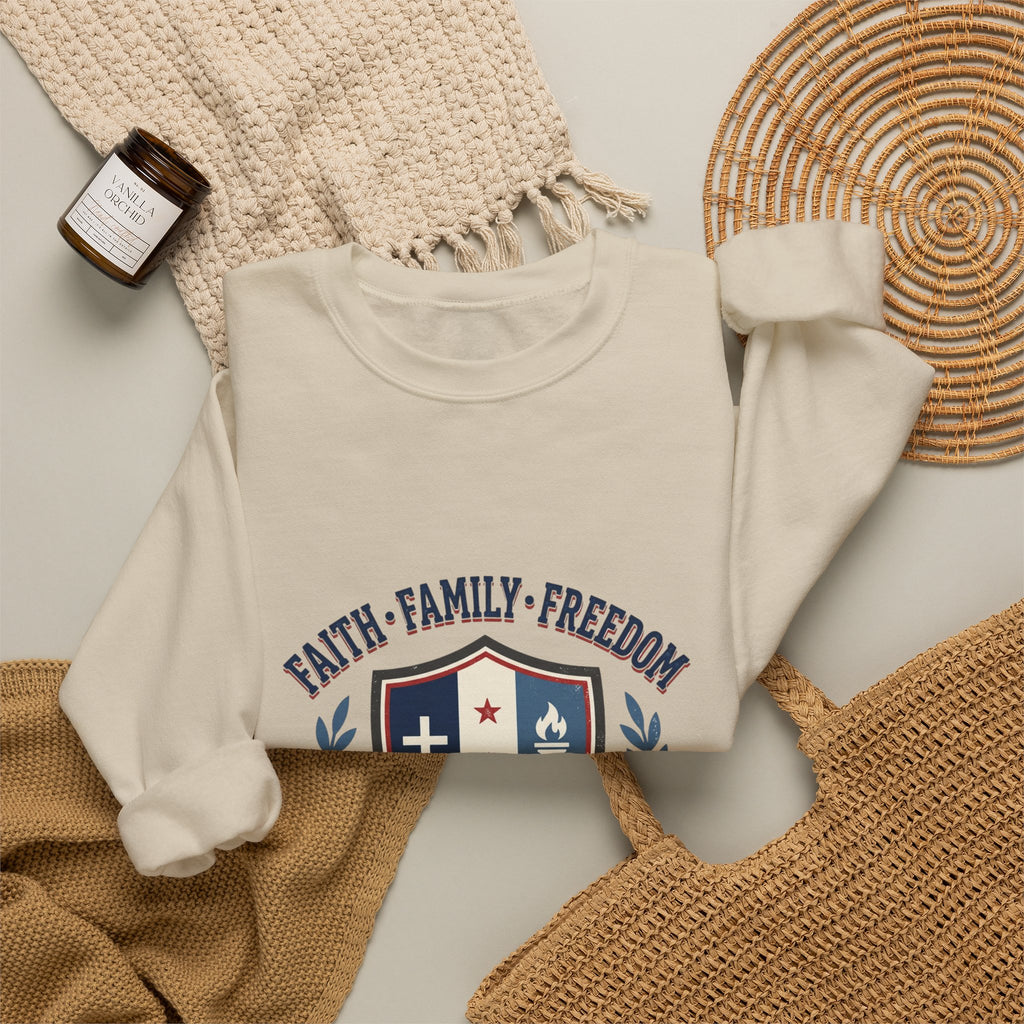 Faith · Family · Freedom Crewneck Sweatshirt | Patriotic, Vintage Americana