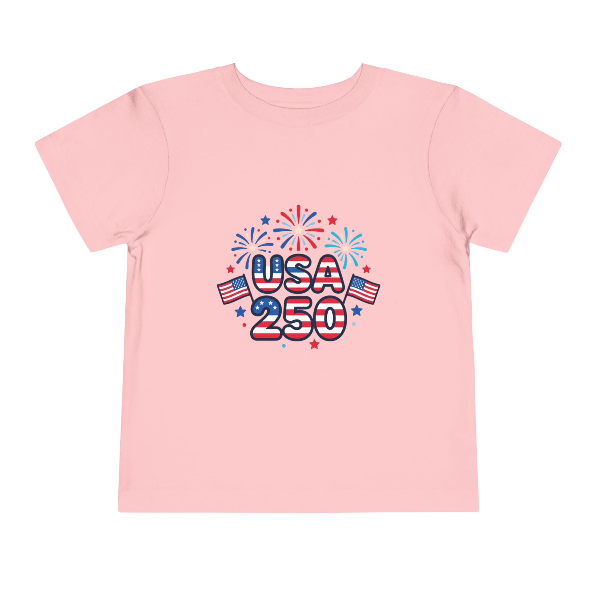 USA 250 Toddler Tee — Patriotic 4th of July Fireworks Shirt